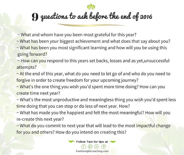 9 end of year questions to ask yourself New Year Resolutions